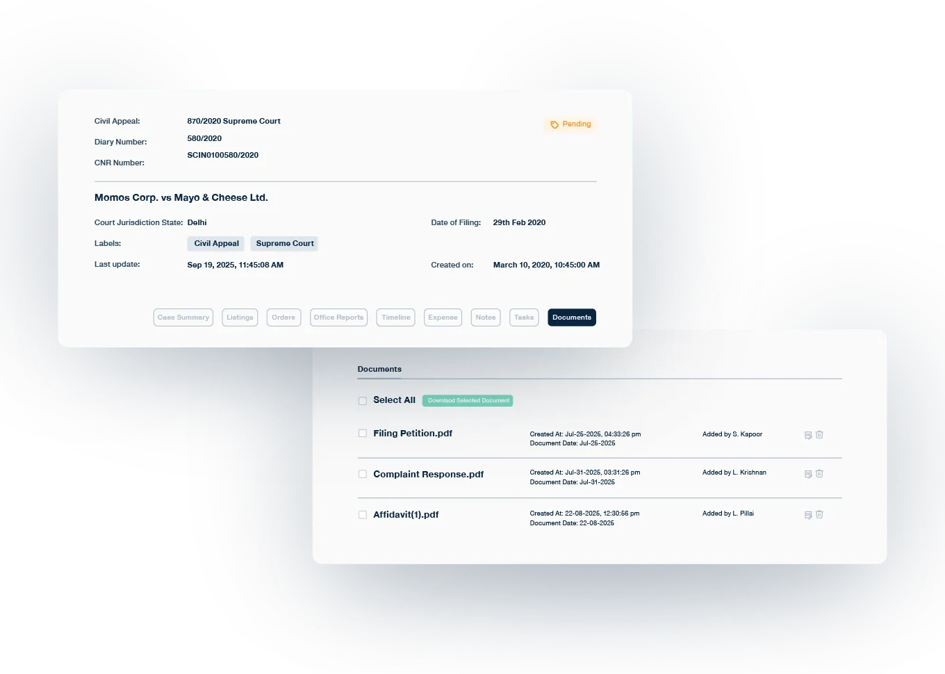 Legal document management software