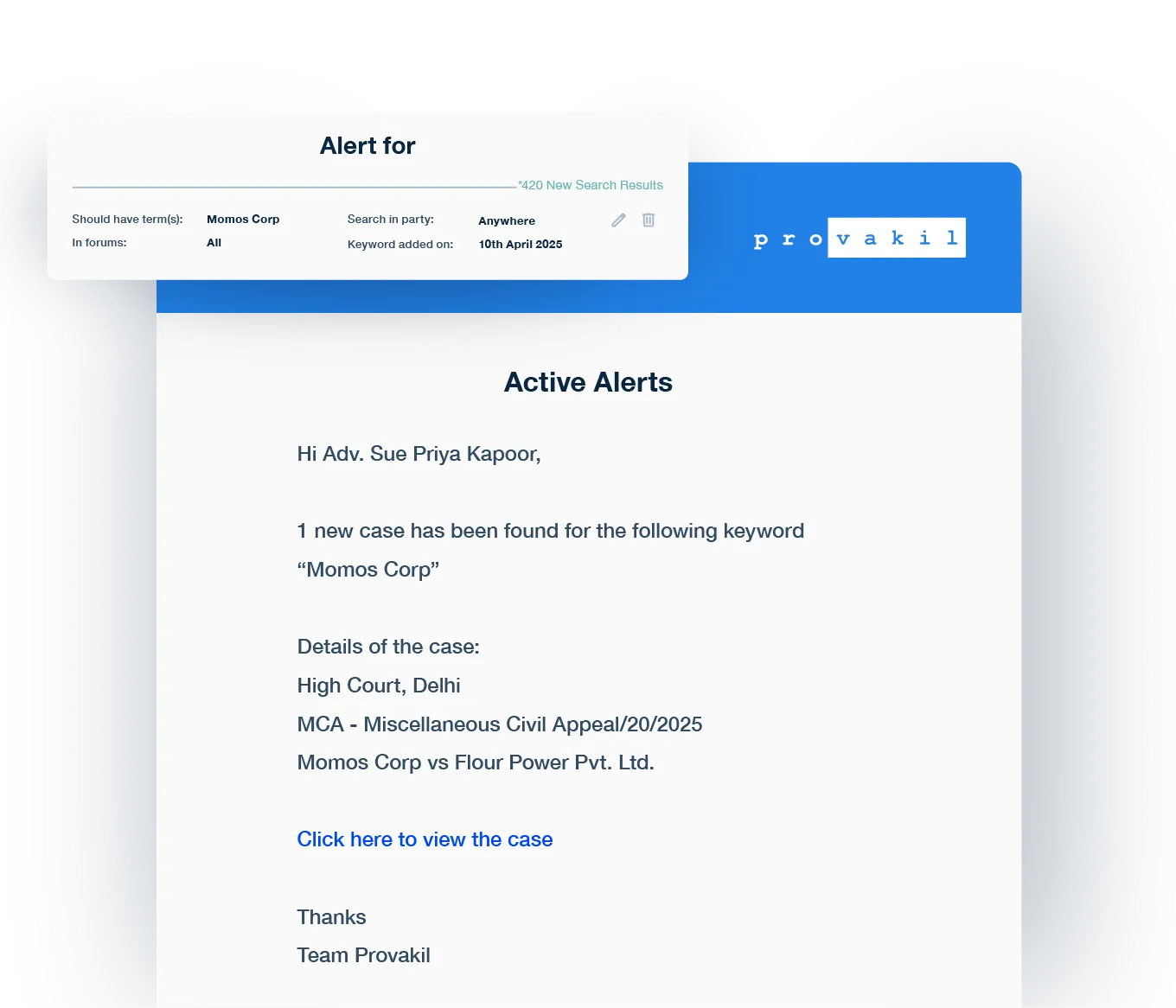 Case management software alerts you as soon as the new cases are filed
