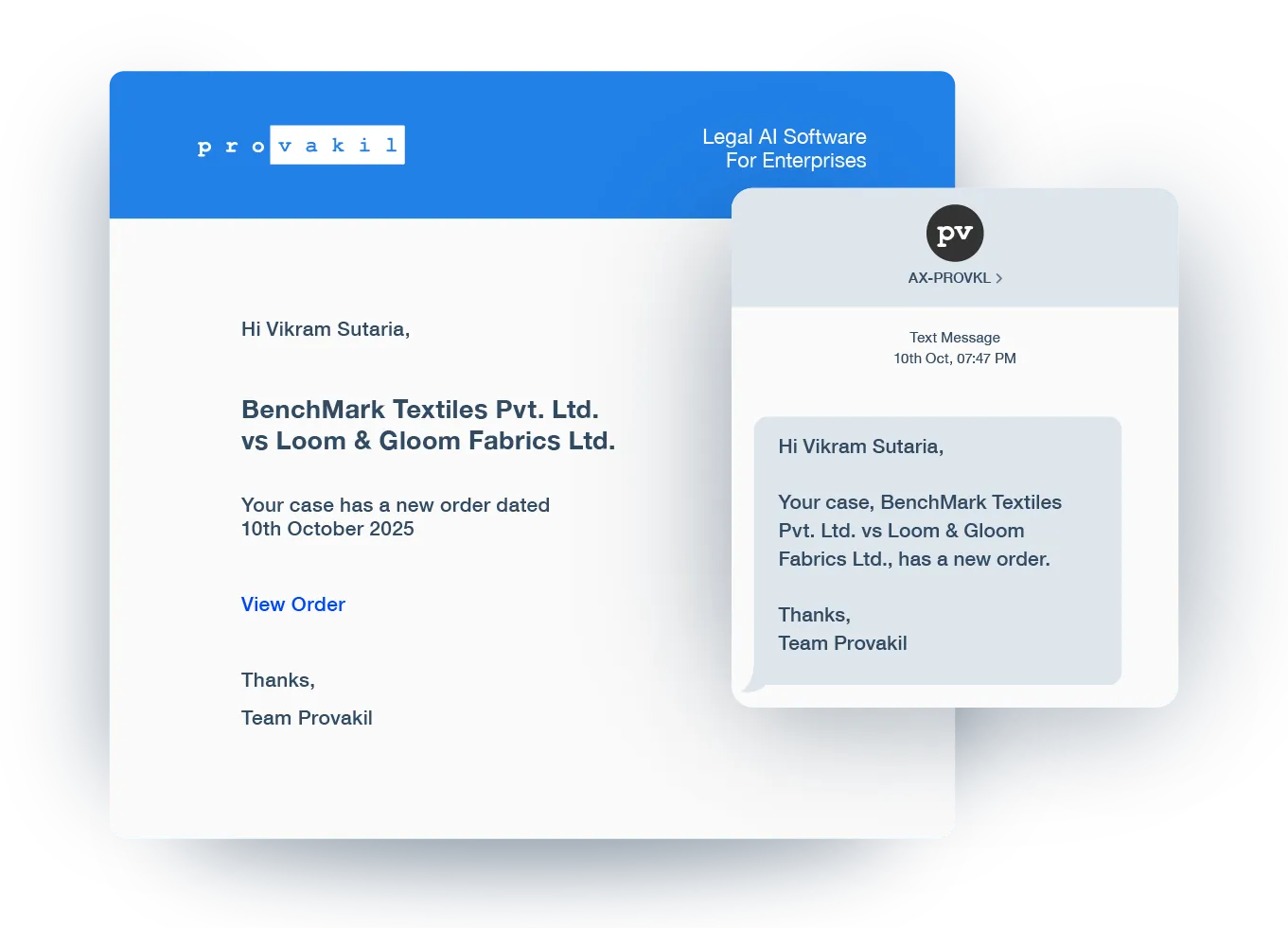 Update clients about hearings & orders automatically with Provakil