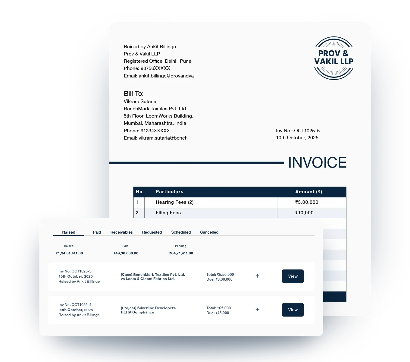 Schedule invoices with your logo & branding with Provakil